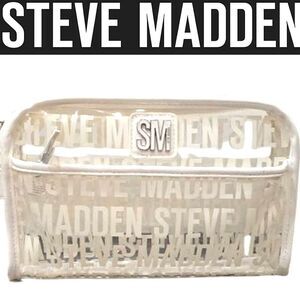Steve Madden Clear/White Logo Envelope Cosmetic Pouch